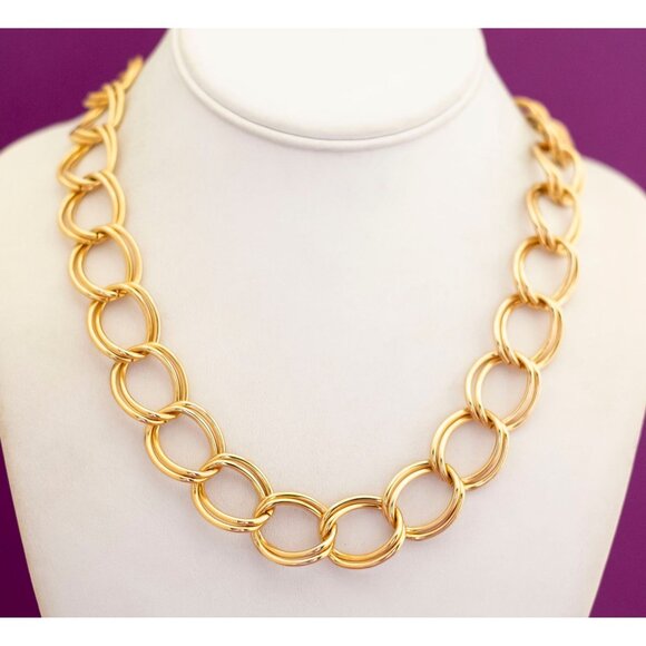 Vintage Double Large Curb Style Chain Necklace 36 inch - V14 - Picture 2 of 3